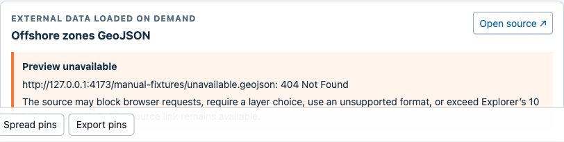 A failed preview explaining likely causes while preserving the external source route